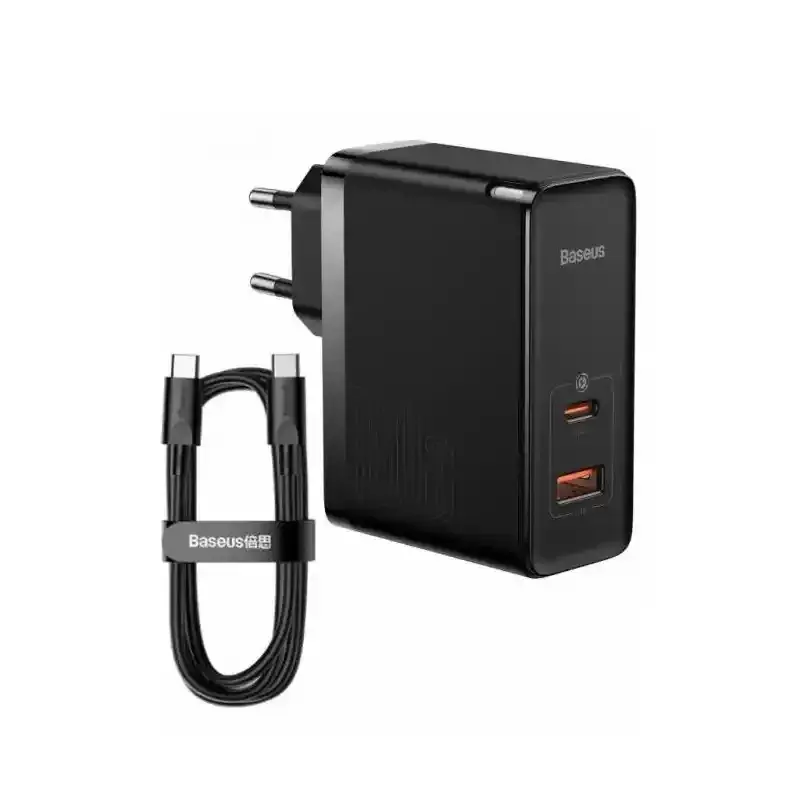 خرید شارژر دیواری دو پورت باسئوس مدل GaN5 Pro C+U توان 100 وات (همراه کابل)